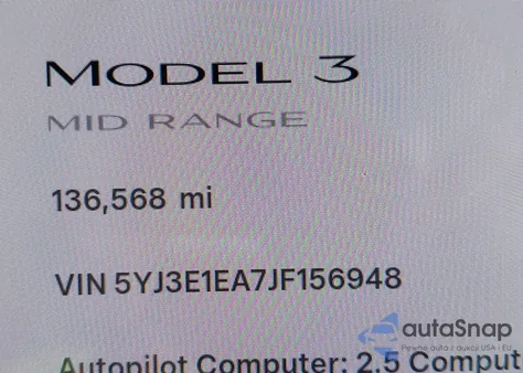 2018 Tesla Model 3 Long Range/Mid Range from USA, damaged, VIN 5YJ3E1EA7JF156948